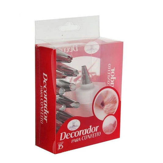 15Pcs Cake Decorating Nozzle Set With Reusable Piping Bag