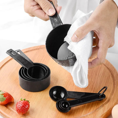 High quality 10 Pcs Measuring Cups and Spoons for Baking Coffee Tablespoon Tools - Black10pcs Black Plastic Measuring Spoons Cups Measuring Set Tools For Baking Coffee