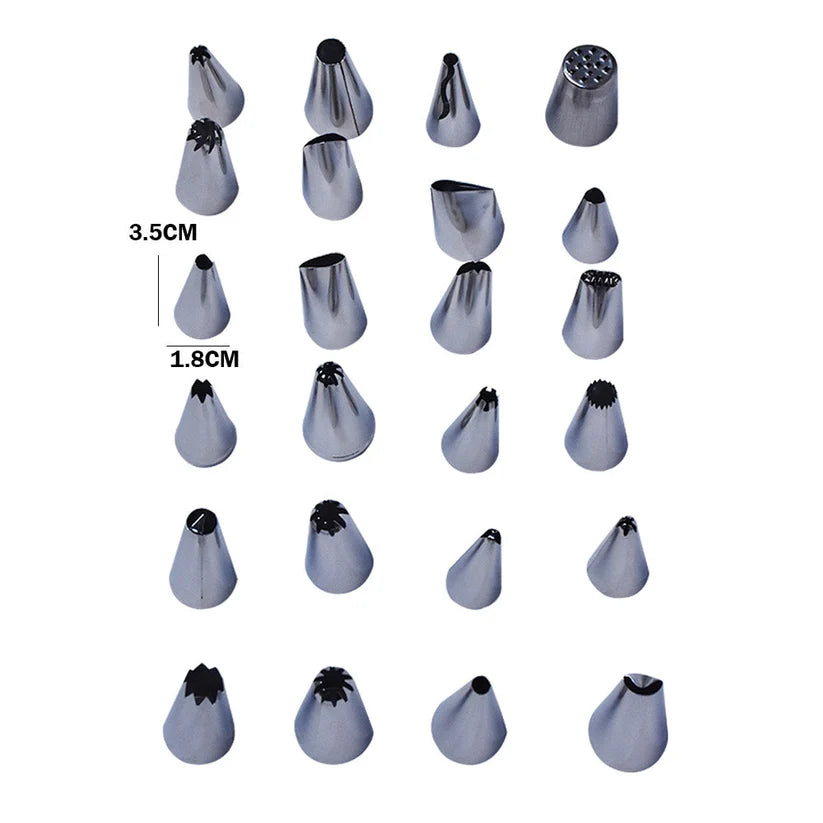 24Pcs Icing Nozzle Set Stainless Steel With Plastic Box
