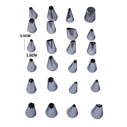 24Pcs Icing Nozzle Set Stainless Steel With Plastic Box
