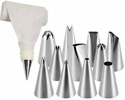 15Pcs Cake Decorating Nozzle Set With Reusable Piping Bag