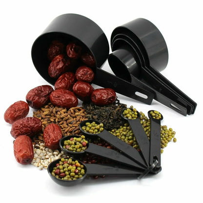 High quality 10 Pcs Measuring Cups and Spoons for Baking Coffee Tablespoon Tools - Black10pcs Black Plastic Measuring Spoons Cups Measuring Set Tools For Baking Coffee