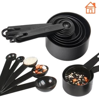 High quality 10 Pcs Measuring Cups and Spoons for Baking Coffee Tablespoon Tools - Black10pcs Black Plastic Measuring Spoons Cups Measuring Set Tools For Baking Coffee