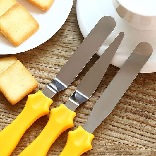Pack Of 3 Set Stainless Steel Cake Spatula Palette Knife/ Icing Spatula,