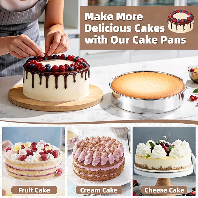 cake pan - 3 pcs cake pan with 3 piping bag free Bake Molds cake pan 6,7 and 8 inches