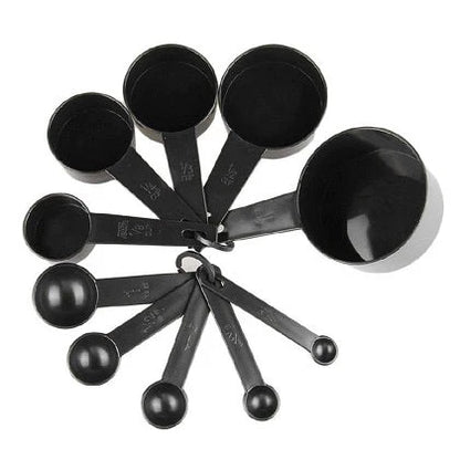High quality 10 Pcs Measuring Cups and Spoons for Baking Coffee Tablespoon Tools - Black10pcs Black Plastic Measuring Spoons Cups Measuring Set Tools For Baking Coffee